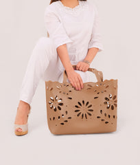 RTW Creation - Coffee two-piece floral tote