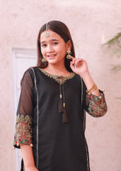 Khanak Stitched Kids-Black Gharara-KG 015