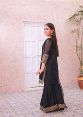 Khanak Stitched Kids-Black Gharara-KG 015