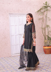 Khanak Stitched Kids-Black Gharara-KG 015
