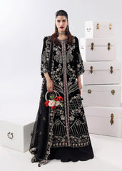 L'amore By Sardinia Unstitched 3 Piece Luxury Formals Handwork Edit Suit-Black Swan