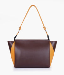 RTW Creation - Dark brown and mustard trio twist handbag
