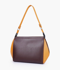 RTW Creation - Dark brown and mustard trio twist handbag