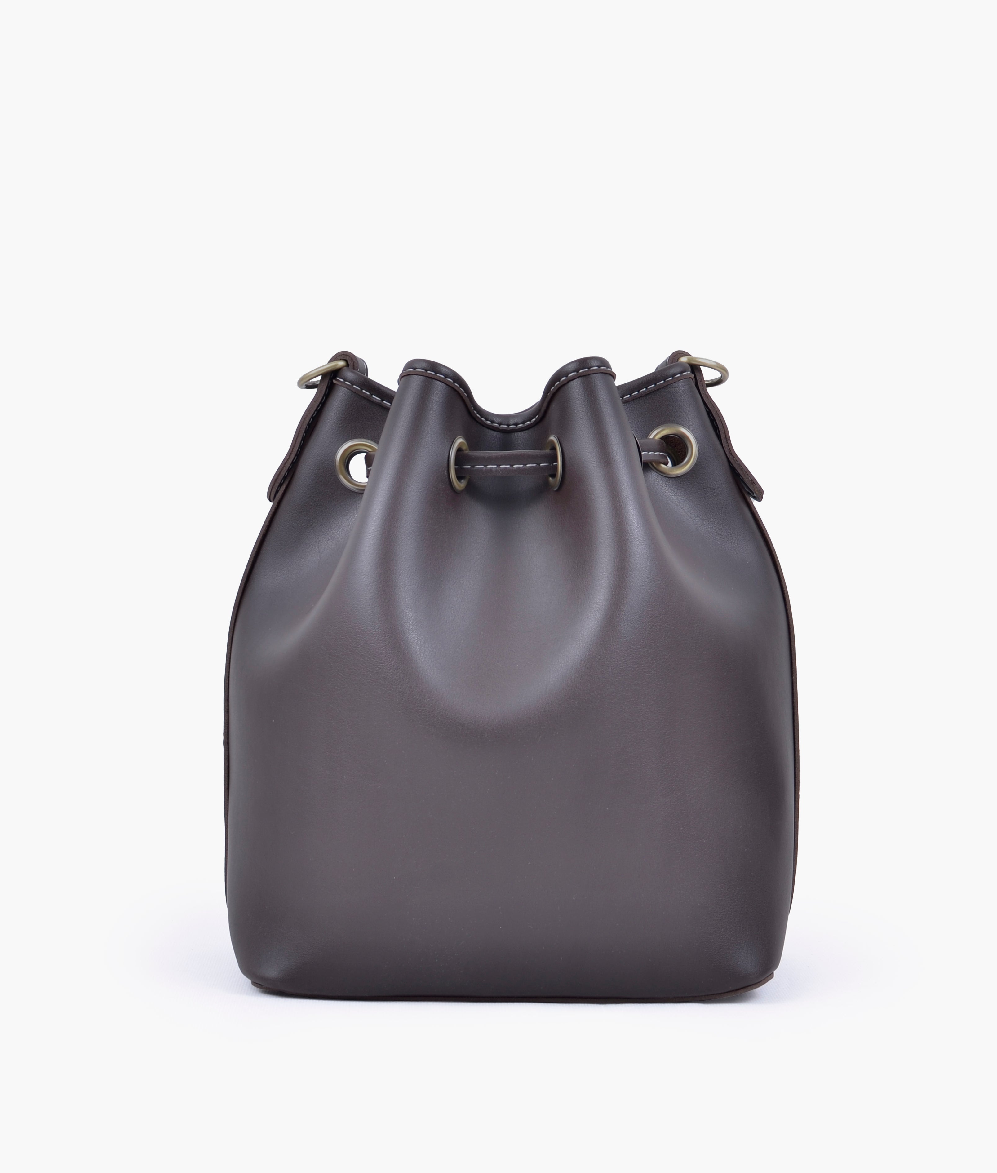 RTW Creation - Dark brown bucket bag with zipper pocket