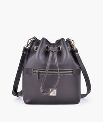 RTW Creation - Dark brown bucket bag with zipper pocket