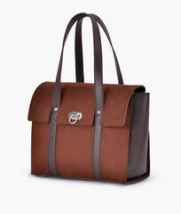 RTW Creation - Dark brown suede carry-all satchel bag