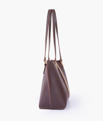 RTW Creation - Dark brown centre-stripe tote bag