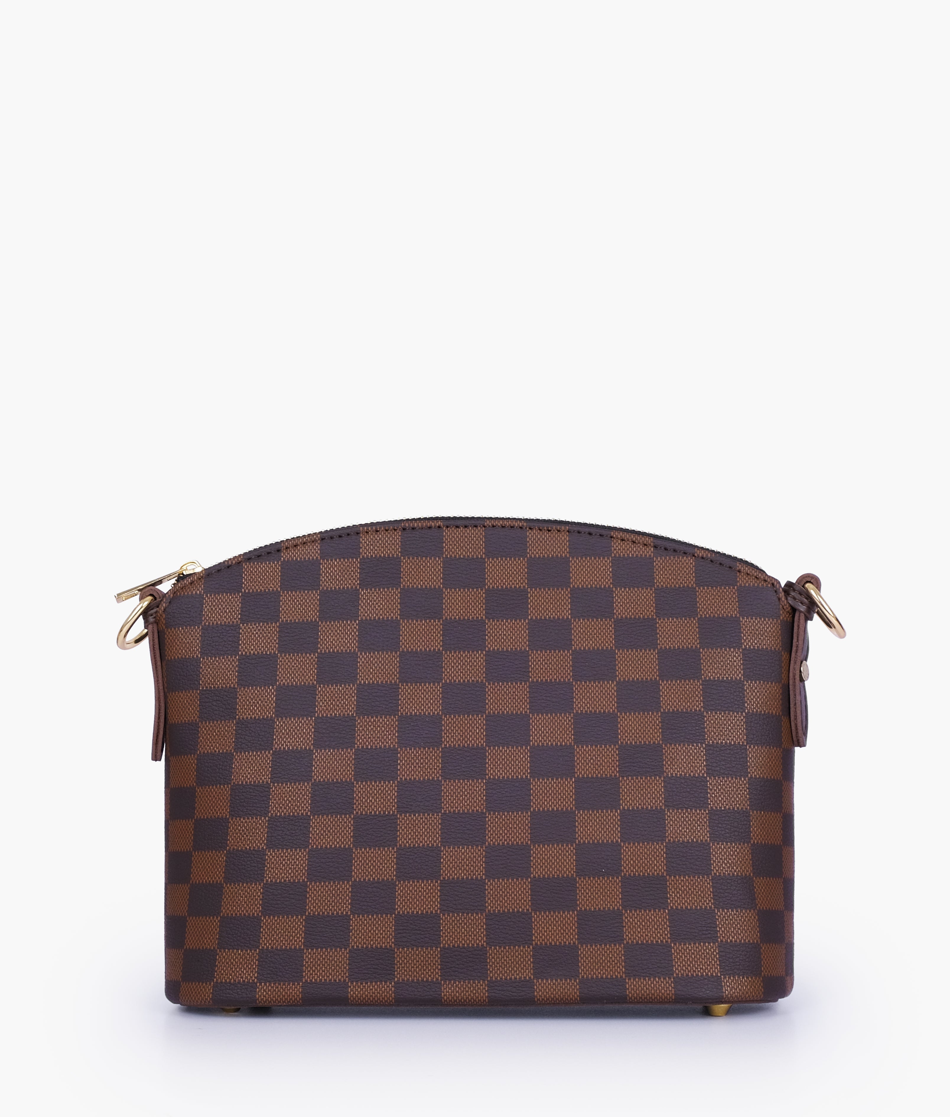 RTW Creation - Dark brown checkered dome cross-body bag