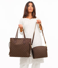 RTW Creation - Dark brown checkered neverfull two piece set