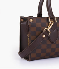 RTW Creation - Dark brown checkered on-the-go mini bag
