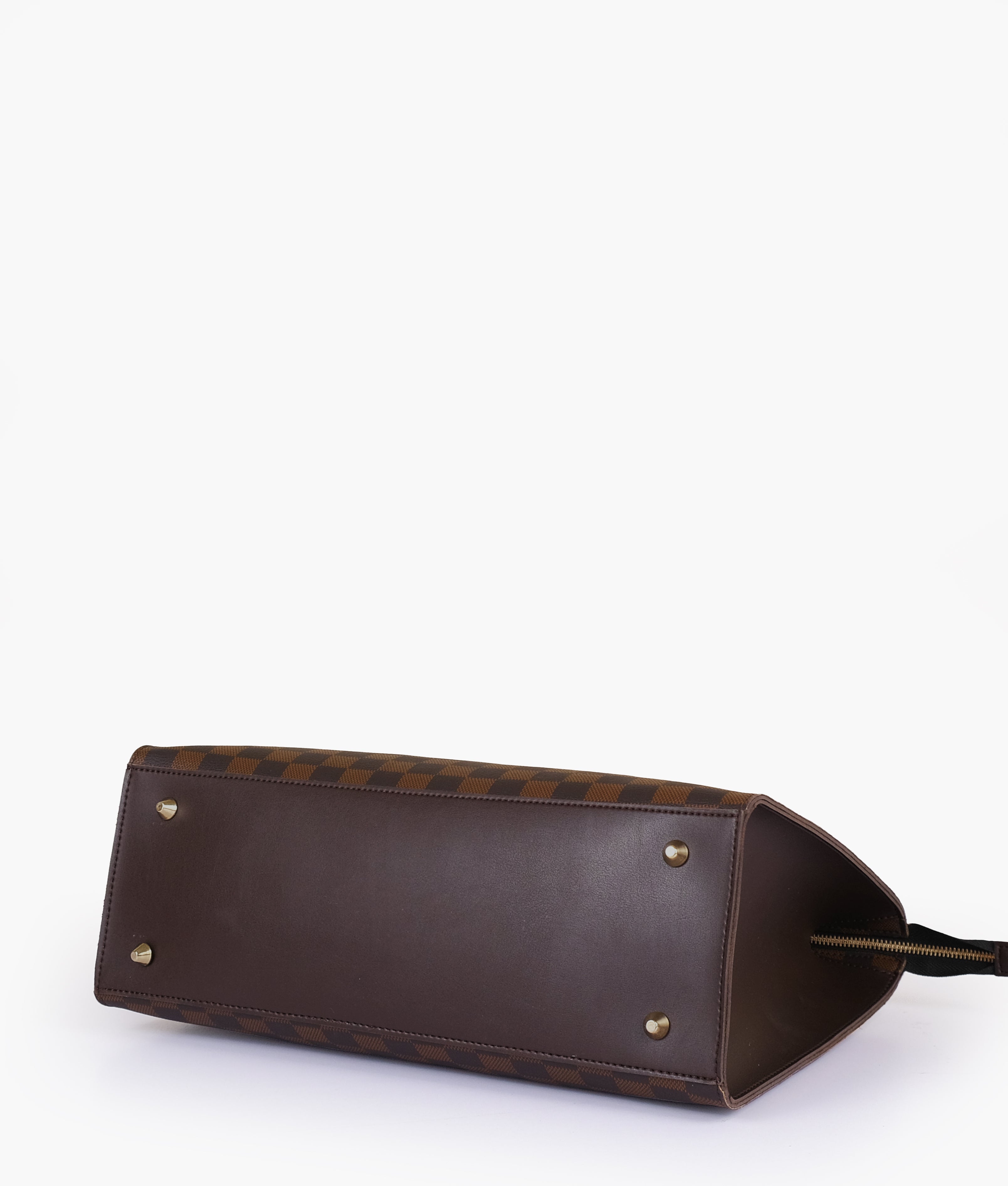 RTW Creation - Dark brown checkered on-the-go handbag