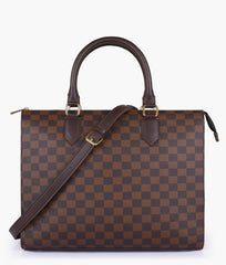 RTW Creation - Dark brown checkered on-the-go handbag