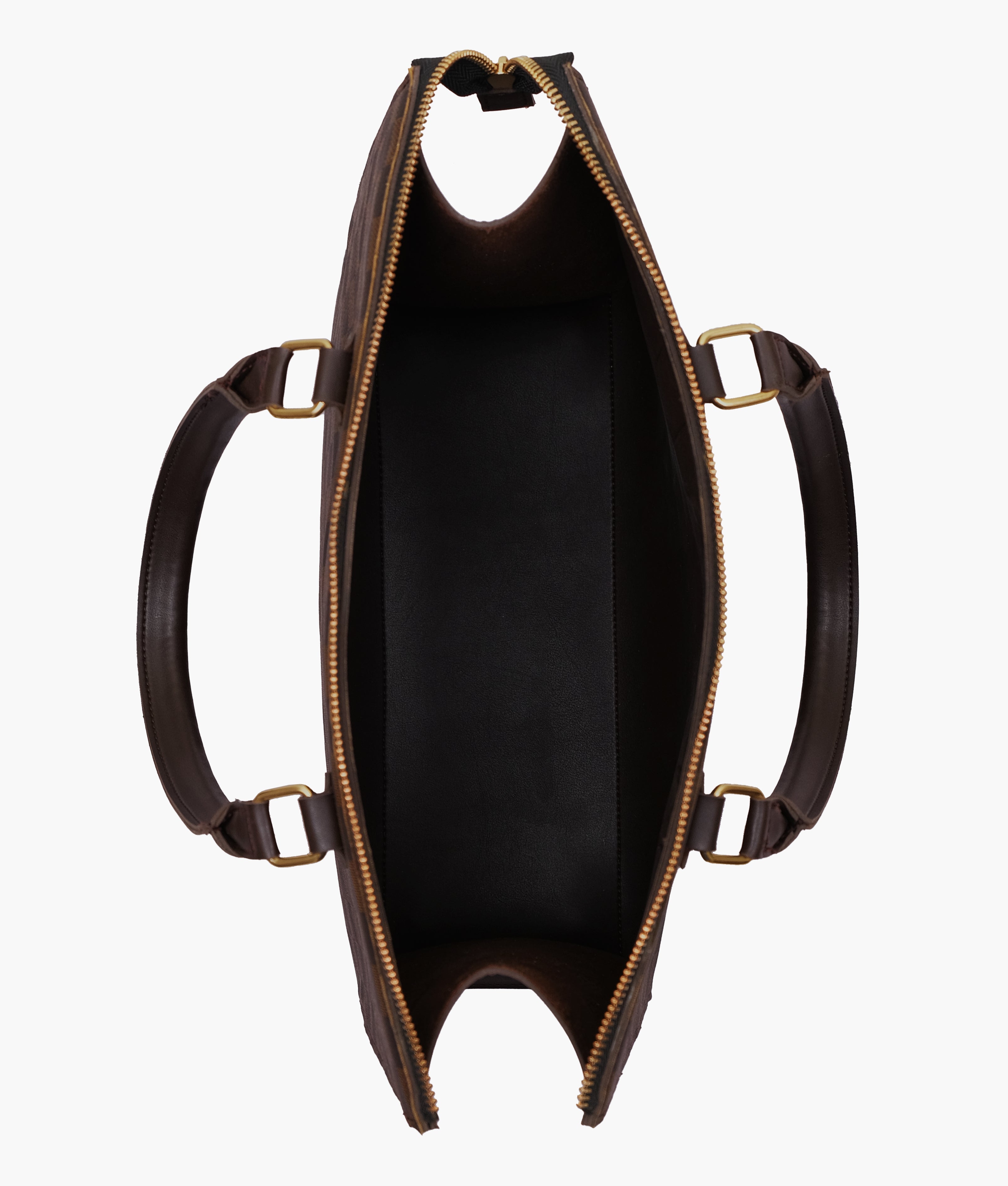 RTW Creation - Dark brown checkered on-the-go handbag