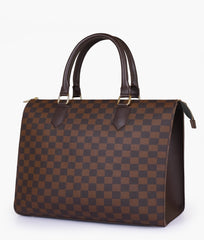 RTW Creation - Dark brown checkered on-the-go handbag