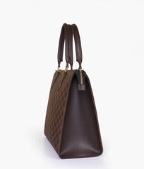 RTW Creation - Dark brown checkered on-the-go handbag