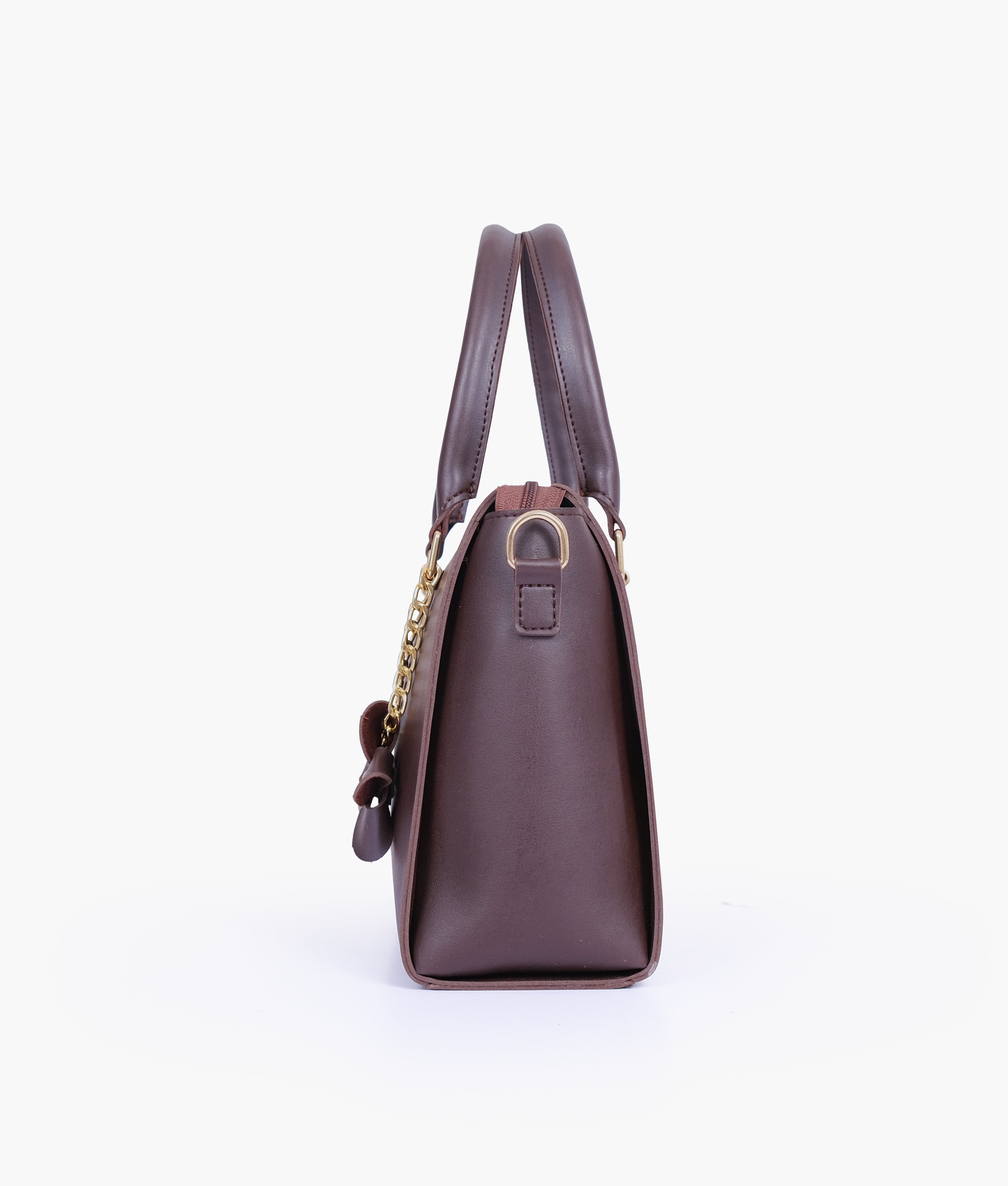 RTW Creation - Dark brown handbag with flower charm
