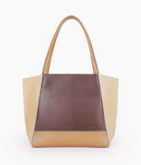 RTW Creation - Dark brown color block tote bag
