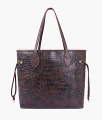RTW Creation - Dark brown crocodile neverfull tote bag