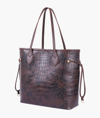 RTW Creation - Dark brown crocodile neverfull tote bag