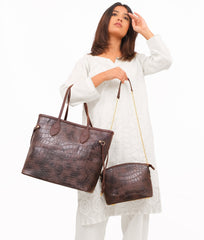 RTW Creation - Dark brown crocodile neverfull two piece set