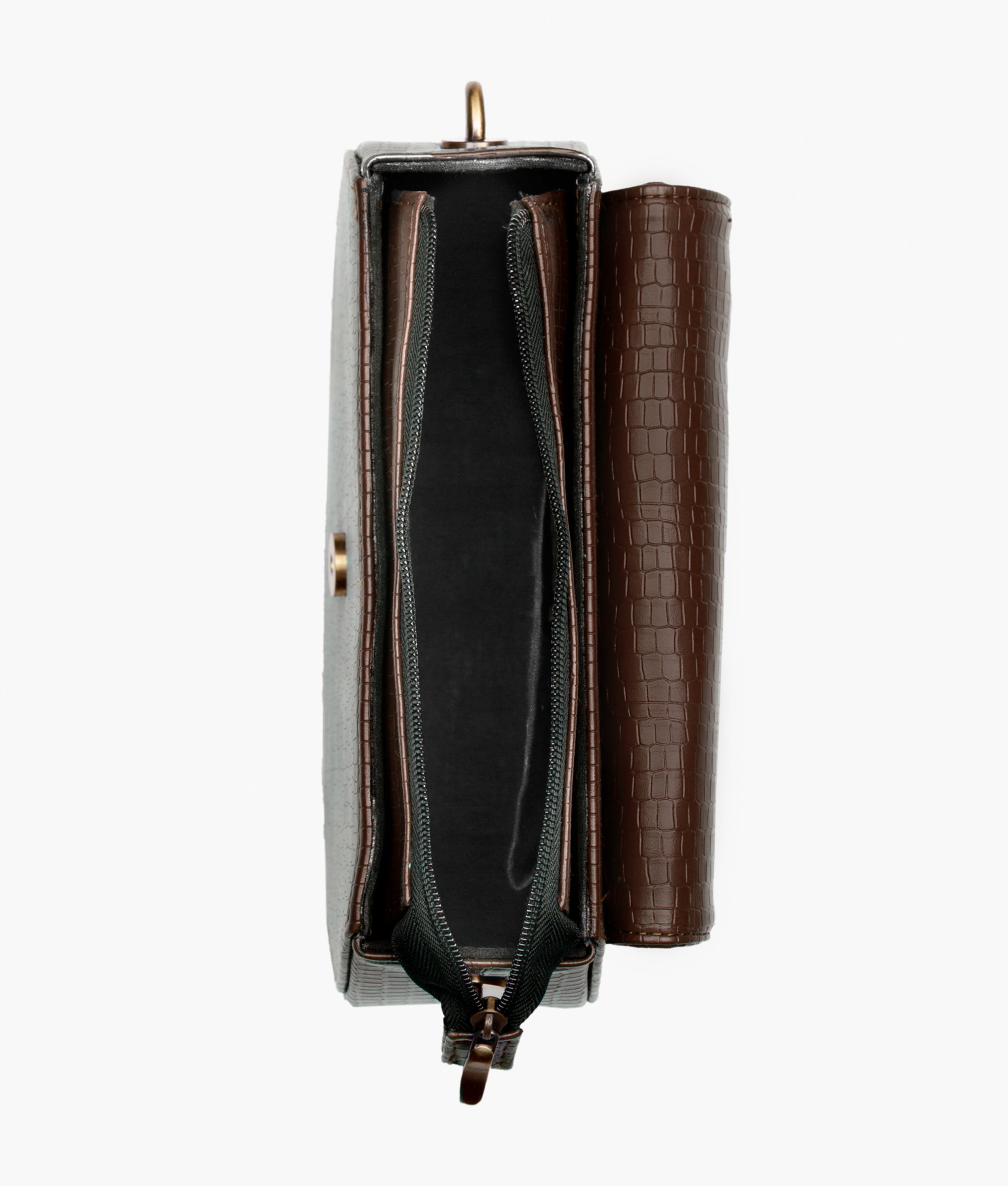 RTW Creation - Dark brown crocodile saddle bag