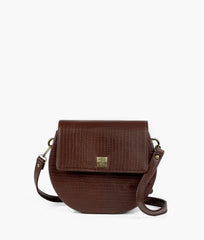 RTW Creation - Dark brown crocodile saddle bag