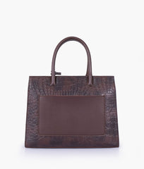 RTW Creation - Dark brown crocodile vintage handbag