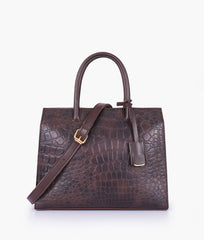 RTW Creation - Dark brown crocodile vintage handbag