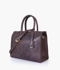 RTW Creation - Dark brown crocodile vintage handbag