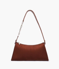 RTW Creation - Dark brown suede evening bag with chain handle