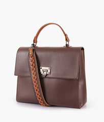 RTW Creation - Dark brown flap-over top-handle bag