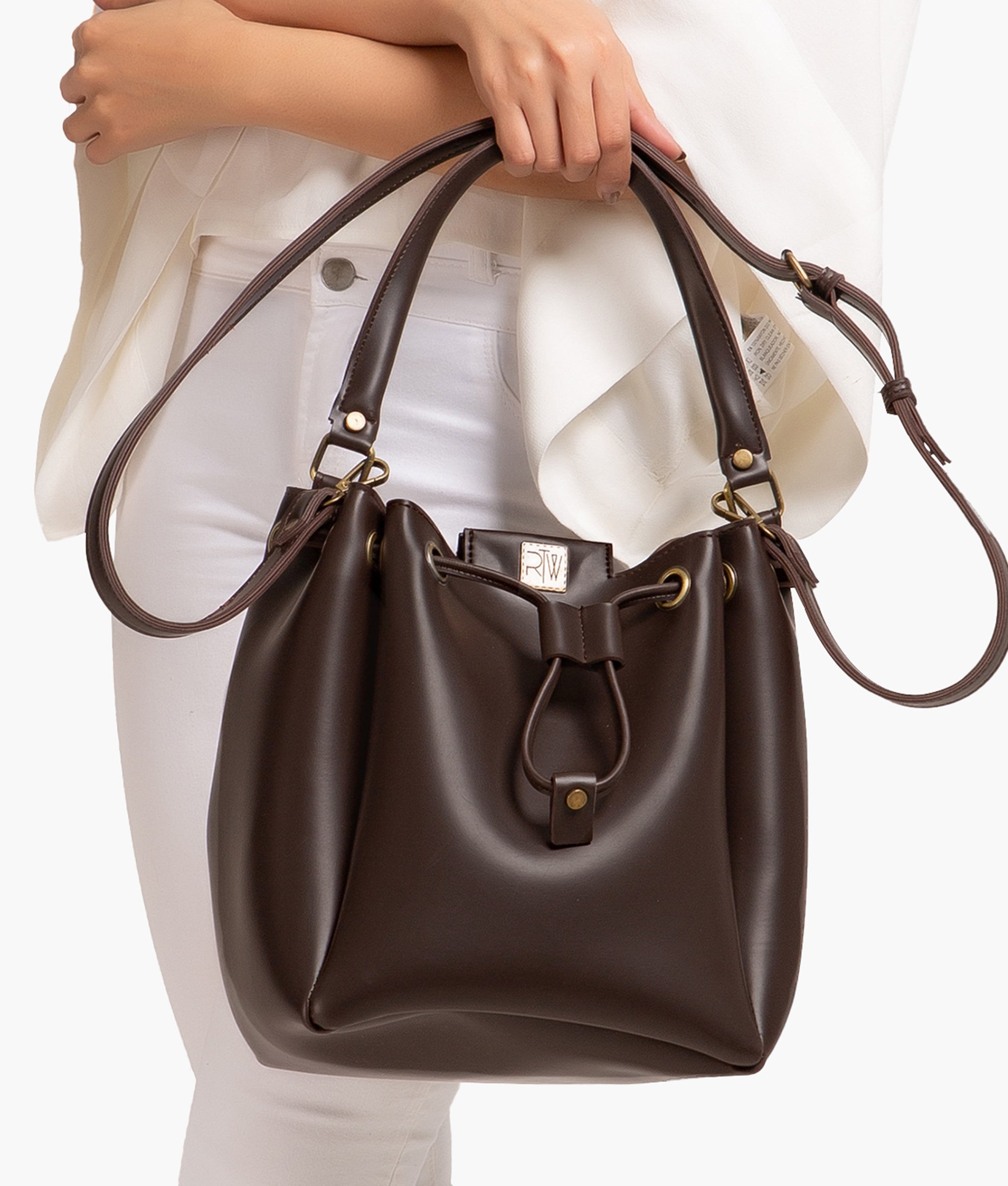 RTW Creation - Dark brown drawstring bucket bag
