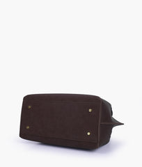 RTW Creation - Dark brown mocha suede tote bag
