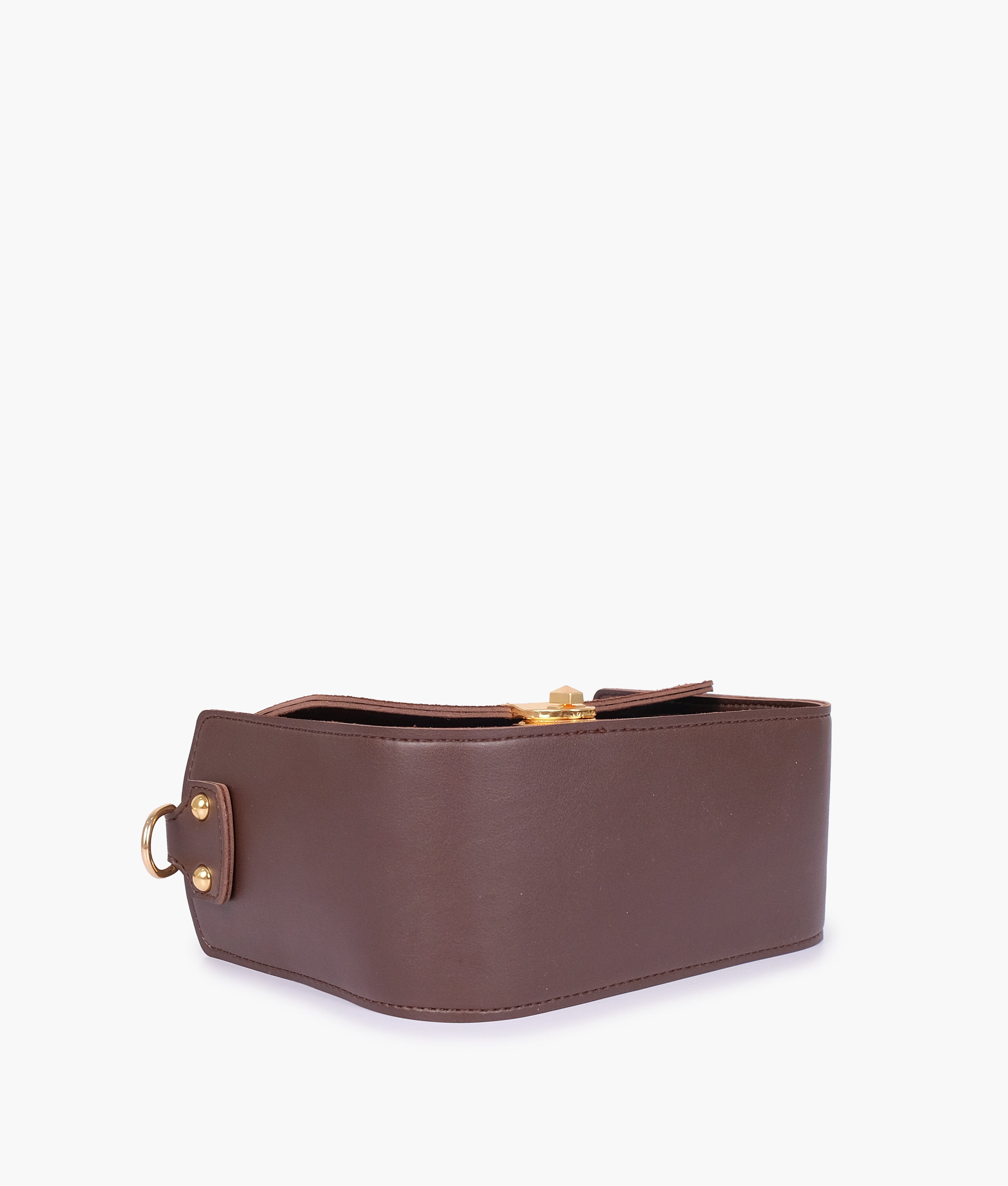 RTW Creation - Dark brown suede saddle bag with twist lock