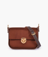 RTW Creation - Dark brown suede saddle bag with twist lock