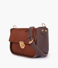 RTW Creation - Dark brown suede saddle bag with twist lock
