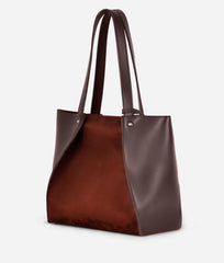 RTW Creation - Dark brown suede shopping tote bag