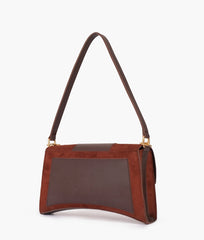 RTW Creation - Dark brown suede buckle envelope bag