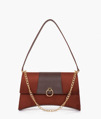 RTW Creation - Dark brown suede buckle envelope bag