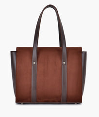 RTW Creation - Dark brown suede carry-all satchel bag