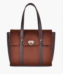 RTW Creation - Dark brown suede carry-all satchel bag