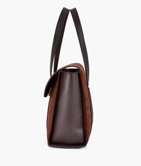 RTW Creation - Dark brown suede carry-all satchel bag