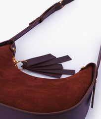 RTW Creation - Dark brown suede crescent hobo bag