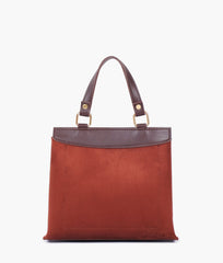 RTW Creation - Dark brown suede front lock top-handle mini bag