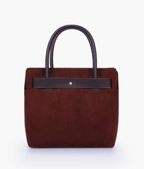 RTW Creation - Dark brown suede handbag with front buckle