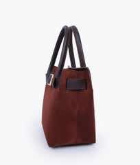 RTW Creation - Dark brown suede handbag with front buckle