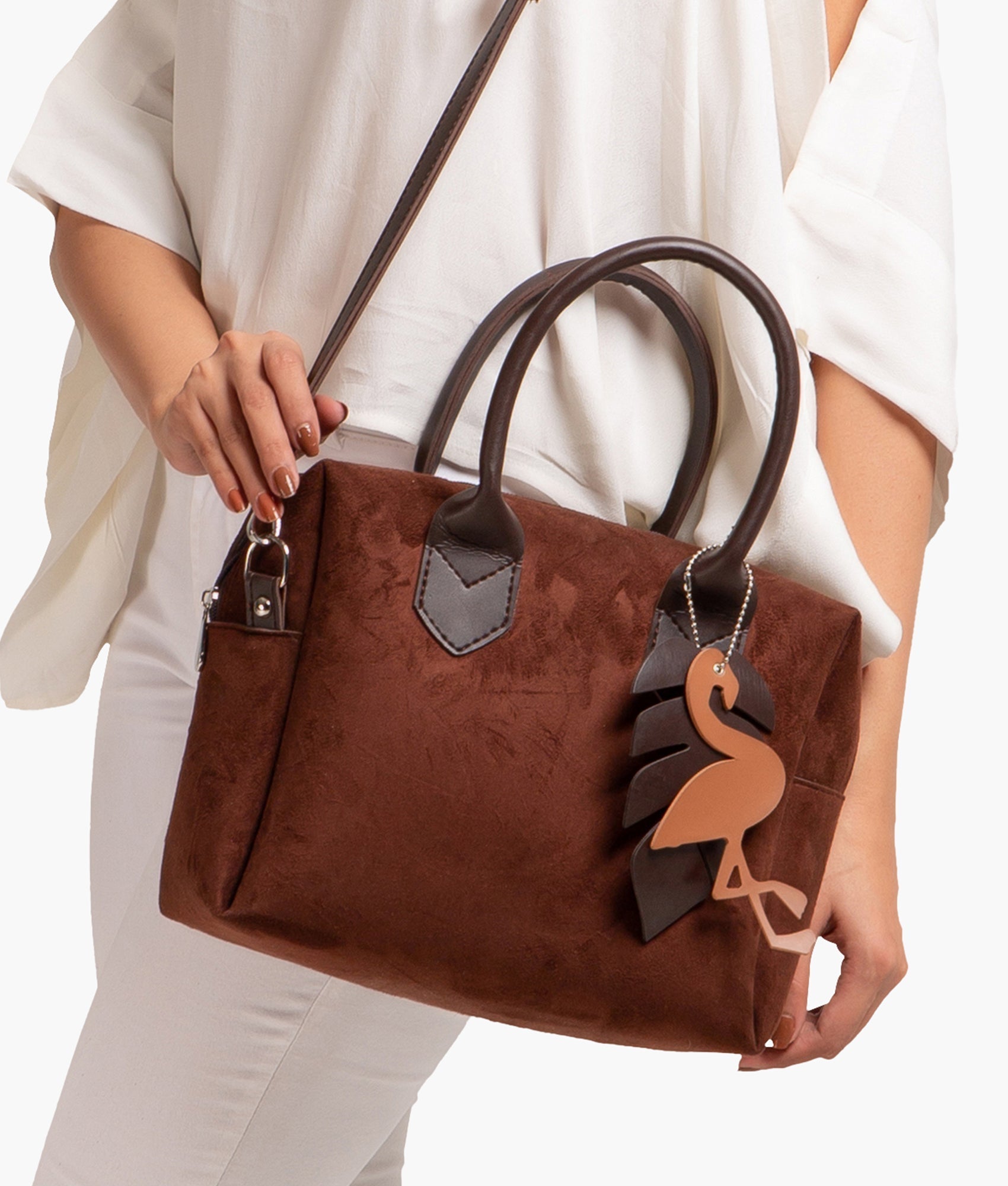 RTW Creation - Dark brown suede mini bowling bag