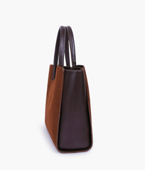 RTW Creation - Dark brown suede tote bag with multiple compartments