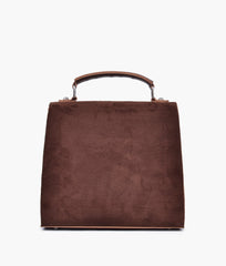 RTW Creation - Dark brown suede push-lock messenger bag