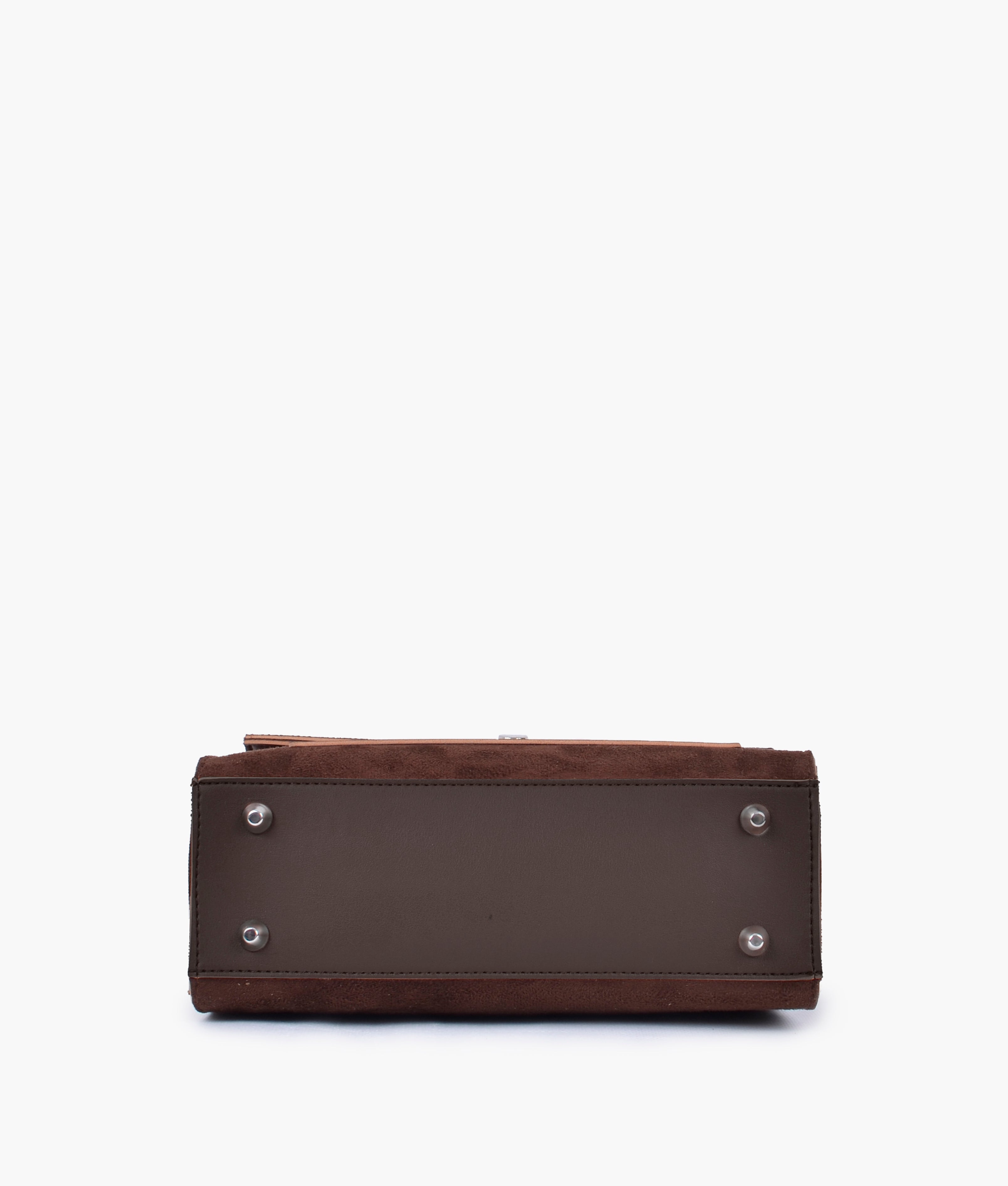 RTW Creation - Dark brown suede push-lock messenger bag